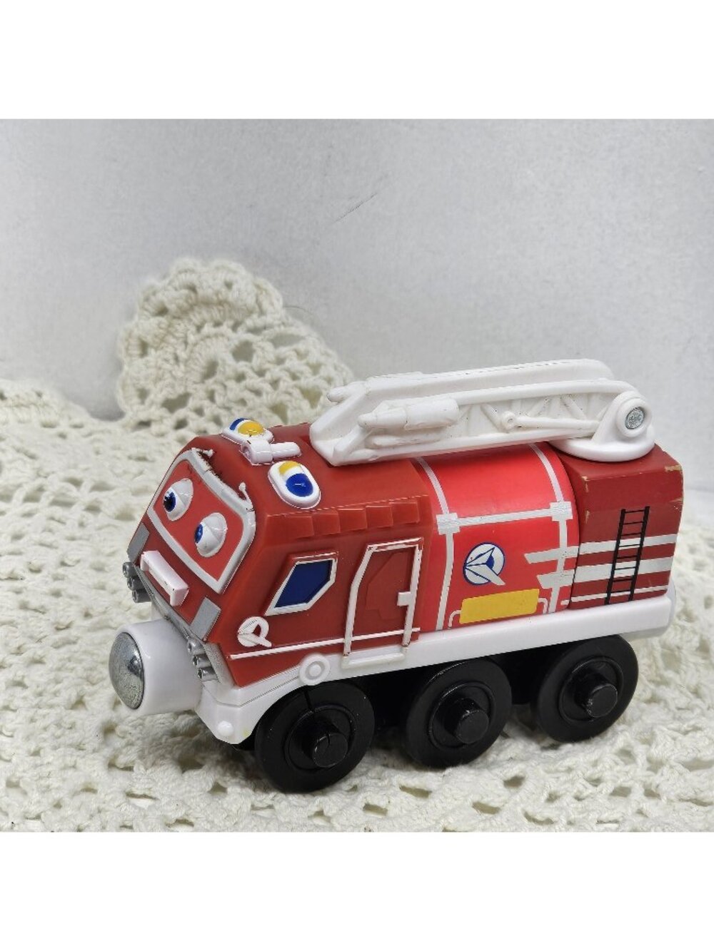 Chuggington Wooden Railway Asher Fire Engine Toy Train Magnetic Tomy LC56073